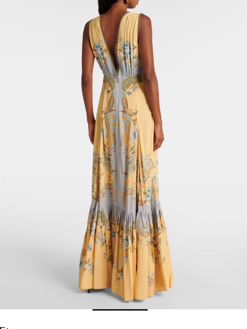 Etro Yellow and Light Blue Floral Paisley Maxi Dress - Picture 3 of 5